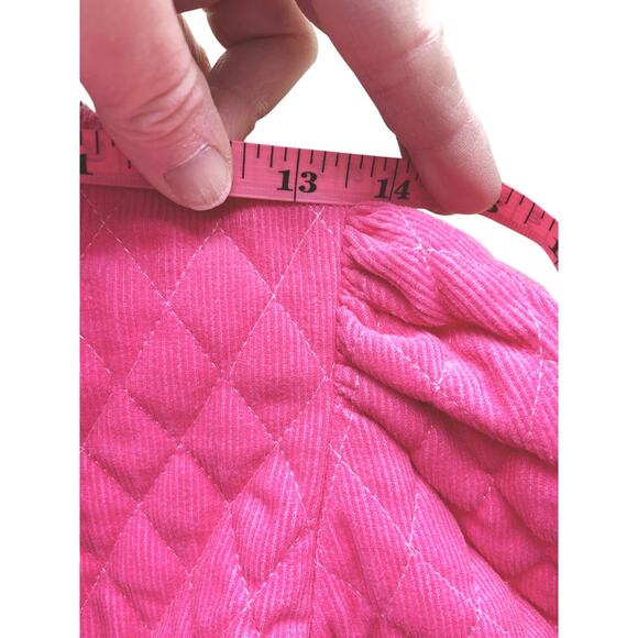 Vtg Hartstrings Pink Quilted Jacket 3 corduroy Trim Embroidered Roses Girls 14 - Picture 6 of 8